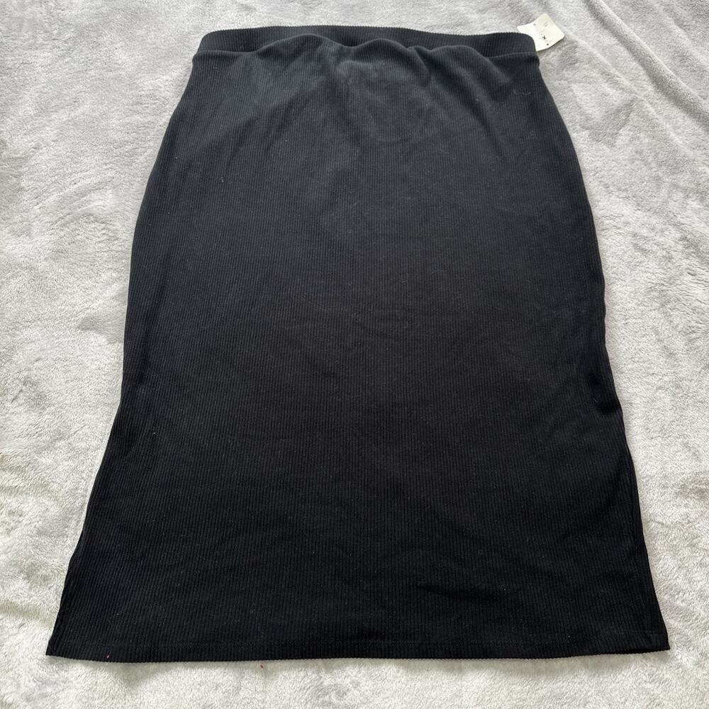 Isabel Maternity Pencil Skirt Womens XL Black Soft Knit Elastic Waist Ribbed NEW